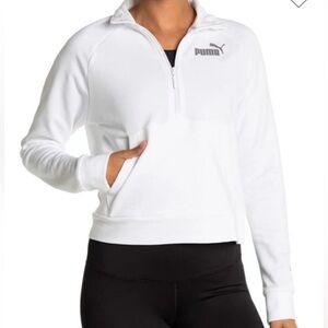 PUMA Women's Half-Zip Pullover Sweatshirt White/Black Size Medium NWOT